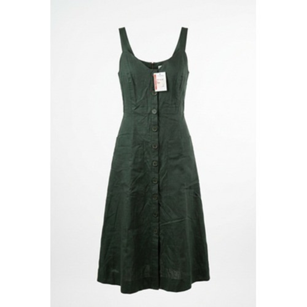 Nordstrom Signature Dress Women 0 Green Button Front Midi Sundress Pockets
